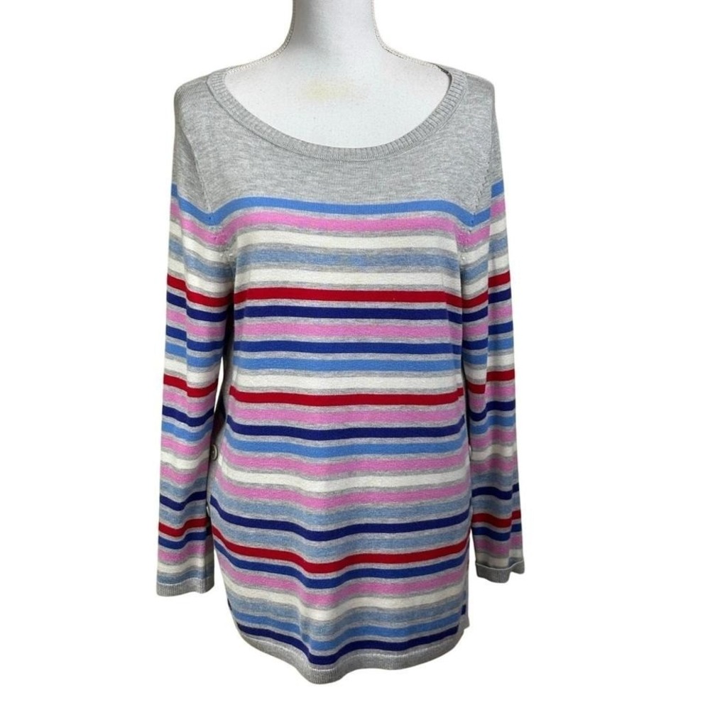 Talbots LP Striped Tunic Sweater Multicolor Preppy Coastal Layering Classic